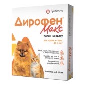 Apicenna Дирофен Макс 60 мг для кошек  и собак до 2,5 кг, 1 пипетка по 0,25 мл