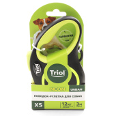 Triol Поводок-рулетка для собак Urban Neon XS, 3м до 12кг, лента, черный