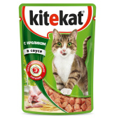 Kitekat влажный корм для взрослых кошек в соусе с кроликом, 85 г