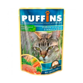 PUFFINS влажный корм для кошек, Рыбное ассорти в нежном желе, 100 г
