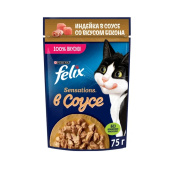 FELIX Sensations пауч для кошек индейка в соусе со вкусом бекона, 85 г