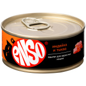 ENSO консервы для взрослых кошек, паштет с индейкой и тыквой, банка 100 г