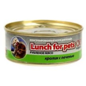 Lunch For Pets Рубленое мясо Кролик с печенью для кошек, 100 г
