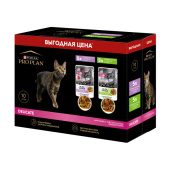 Pro Plan Nutrisavour Delicate Набор паучей для кошек с чувствительным пищеварением: с индейкой; с ягненком - 85 г х 10 шт