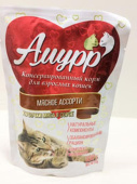 Амурр Влажный корм для кошек в соусе, мясное ассорти, 100 г