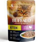 Mr.Buffalo Влажный корм KITTEN для котят индейка на пару в соусе, 85 г