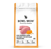 BOWL WOW Корм сухой для кошек с чувствительным пищеварением с индейкой, курицей и тыквой, 400 г