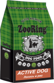 ZOORING Active Dog Сухой корм для взрослых собак средних и крупных пород, лосось и рис, 45% мяса, без пшеницы! Новый состав, улучшенный