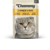 Chammy АКЦИЯ Влажный корм для кошек, курица, кусочки в соусе, 85 г