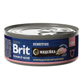 Brit Premium by Nature Консервы с мясом индейки для кошек с чувствительным пищеварением, 100 г