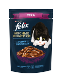 FELIX Мясные Ломтики для взрослых кошек, с уткой, Пауч, 75 г