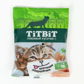 TiTBiT Лакомство для кошек Хрустящие подушечки с сыром и паштетом из кролика 30г 013922  