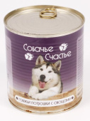 Собачье счастье Консервы для собак Говяжьи потрошки с овощами в желе 750 г