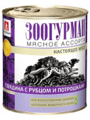Зоогурман Мясное ассорти, консервы для собак, с говядиной, рубцом и потрошками, 350 г