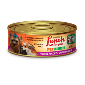 Lunch For Pets Консервы для щенков мелких пород Мясное ассорти с олениной Рубленое мясо 100 г