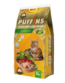 PUFFINS Сухой корм для кошек вкусная курочка, 10 кг