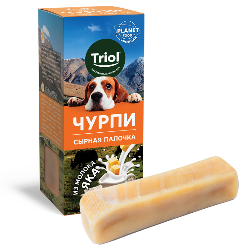 Triol Лакомство для собак сухое "Сырная палочка чурпи" M, 70г, серия PLANET FOOD