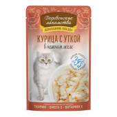 Деревенские лакомства Пауч для кошек Курица с уткой в нежном желе, 70 г