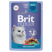 Brit Premium Пауч для взрослых стерилизованных кошек перепелка в желе, 85 г