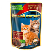 Ночной охотник Влажный корм для котят телятина, ягненок в желе, 100 г