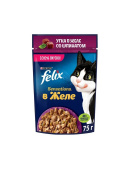 FELIX Sensations пауч для кошек утка в желе со шпинатом, 75 г